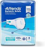Attends Bariatric Incontinence Disposable Briefs, 4X-Large, Up to 106 Waist with SecureGrip Tab Closure, Ultimate Absorbency, Dr