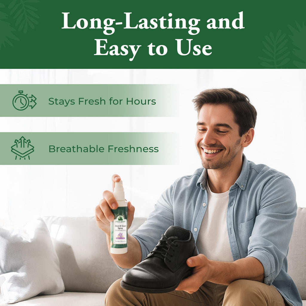 Natural Shoe Deodorizer and Foot Spray - Foot Odor Eliminator for Shoes, Sports Equipment, and Feet - Long-Lasting, Smelly Feet