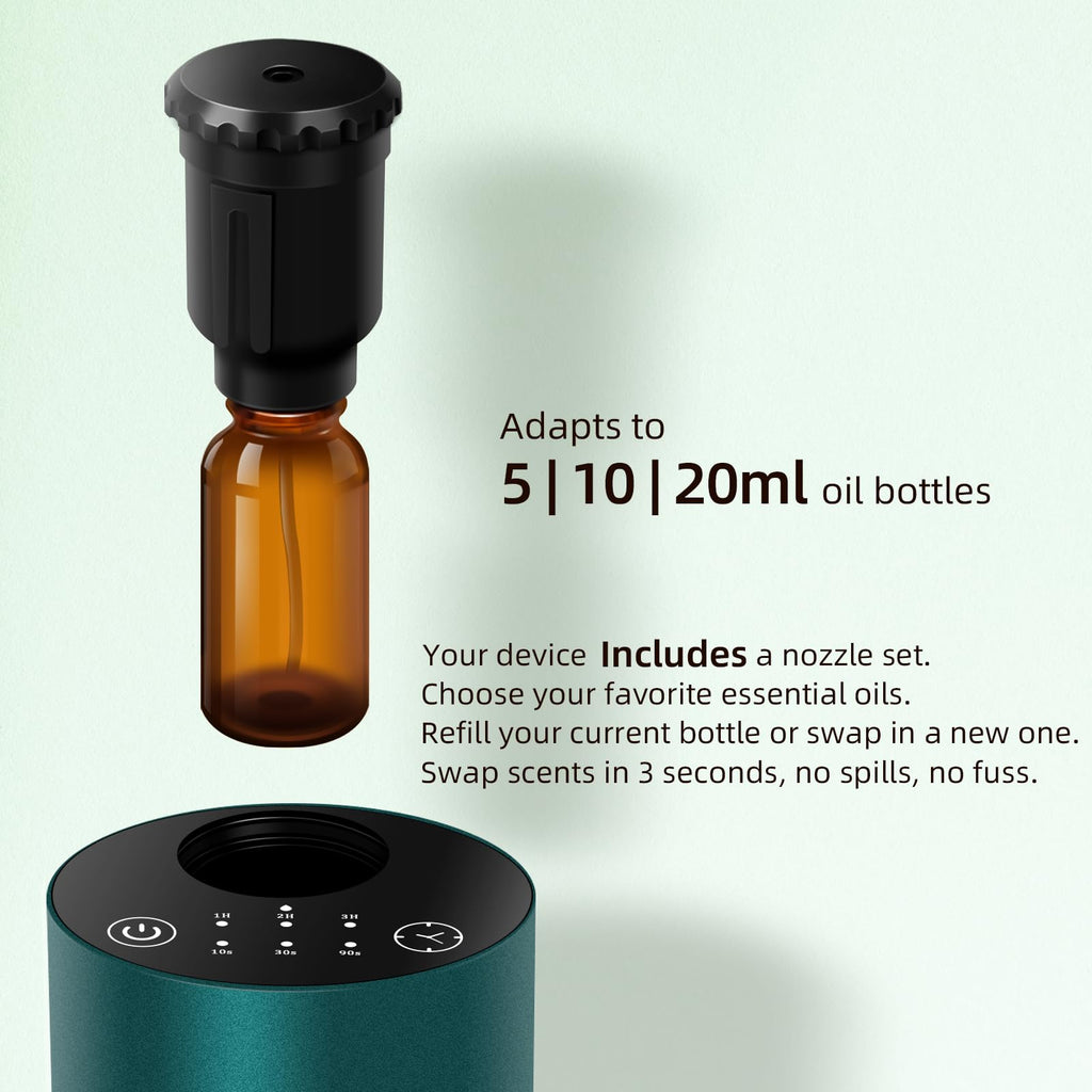 Waterless Essential Oil Diffuser Starter Kit - No Water Needed, Battery Operated Scent Diffuser Included 120ml Essential Oil, Po