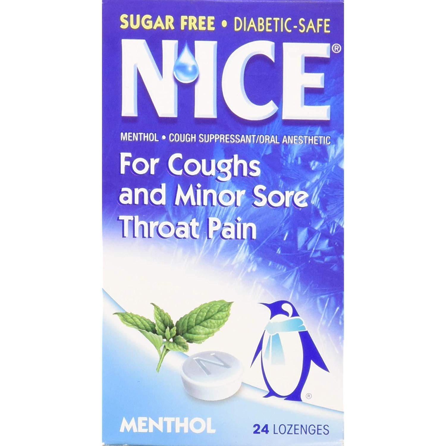 Nice Lozenges Sugar Free Menthol Eucalyptus, 24 ea. (Pack of 12)