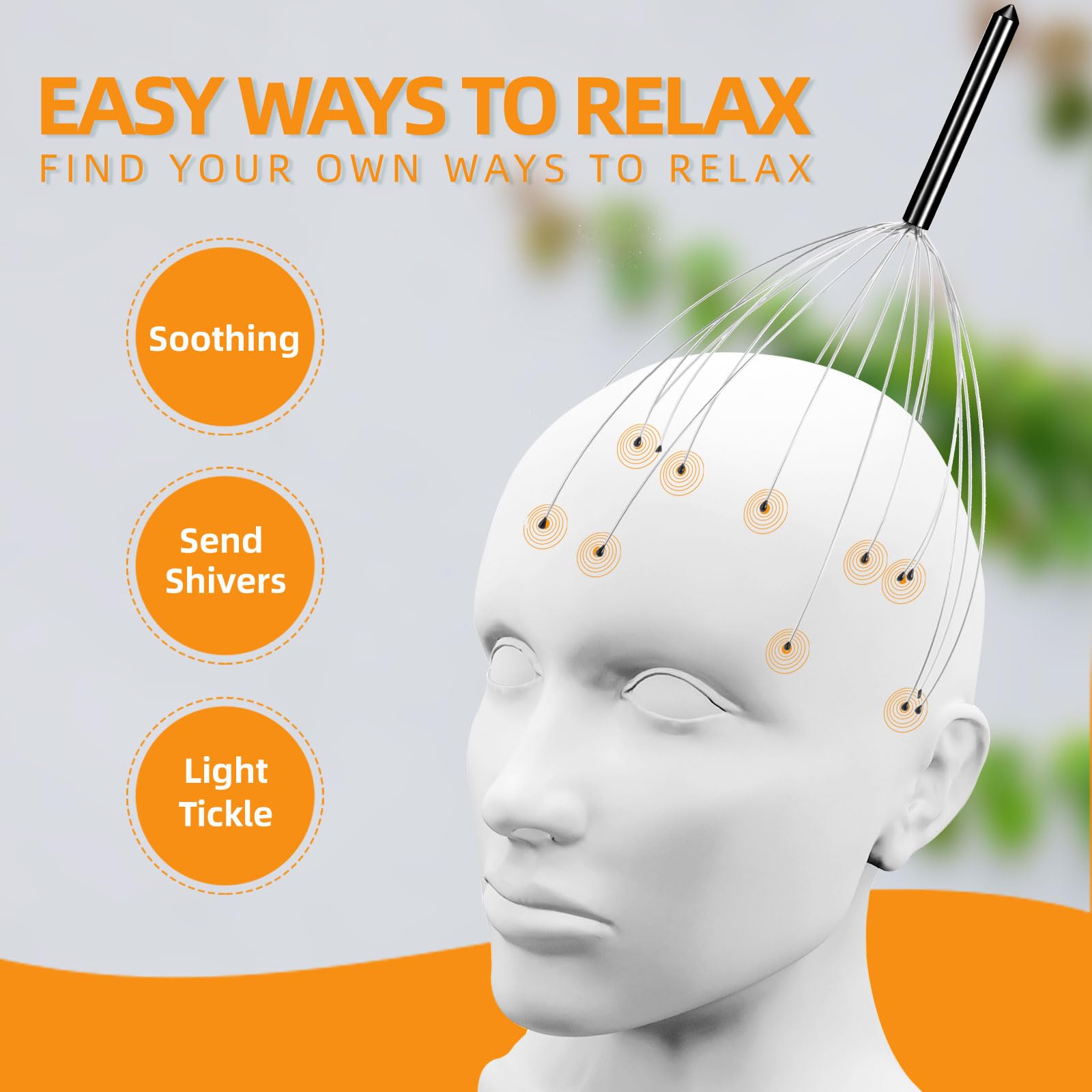 YEZY Head Massager 20 Fingers Head Scratcher Scalp Massager, Back Scratcher, Stocking Stuffers for Scalp Massage Back Massage (B