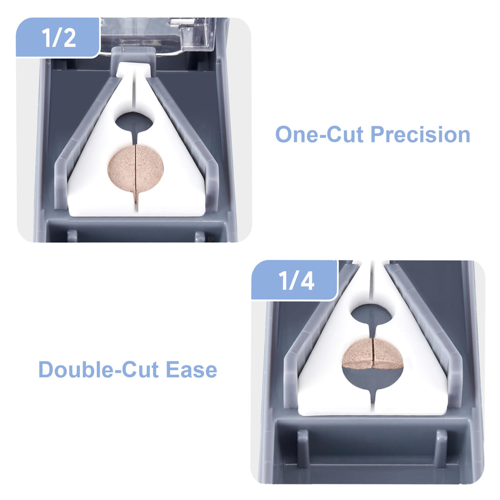 Fullicon Pill Cutter for Small or Large Pills, Pill Splitter with V-Shape Holder, Medicine Slicer with Sharp Blade,Tablet Splitt