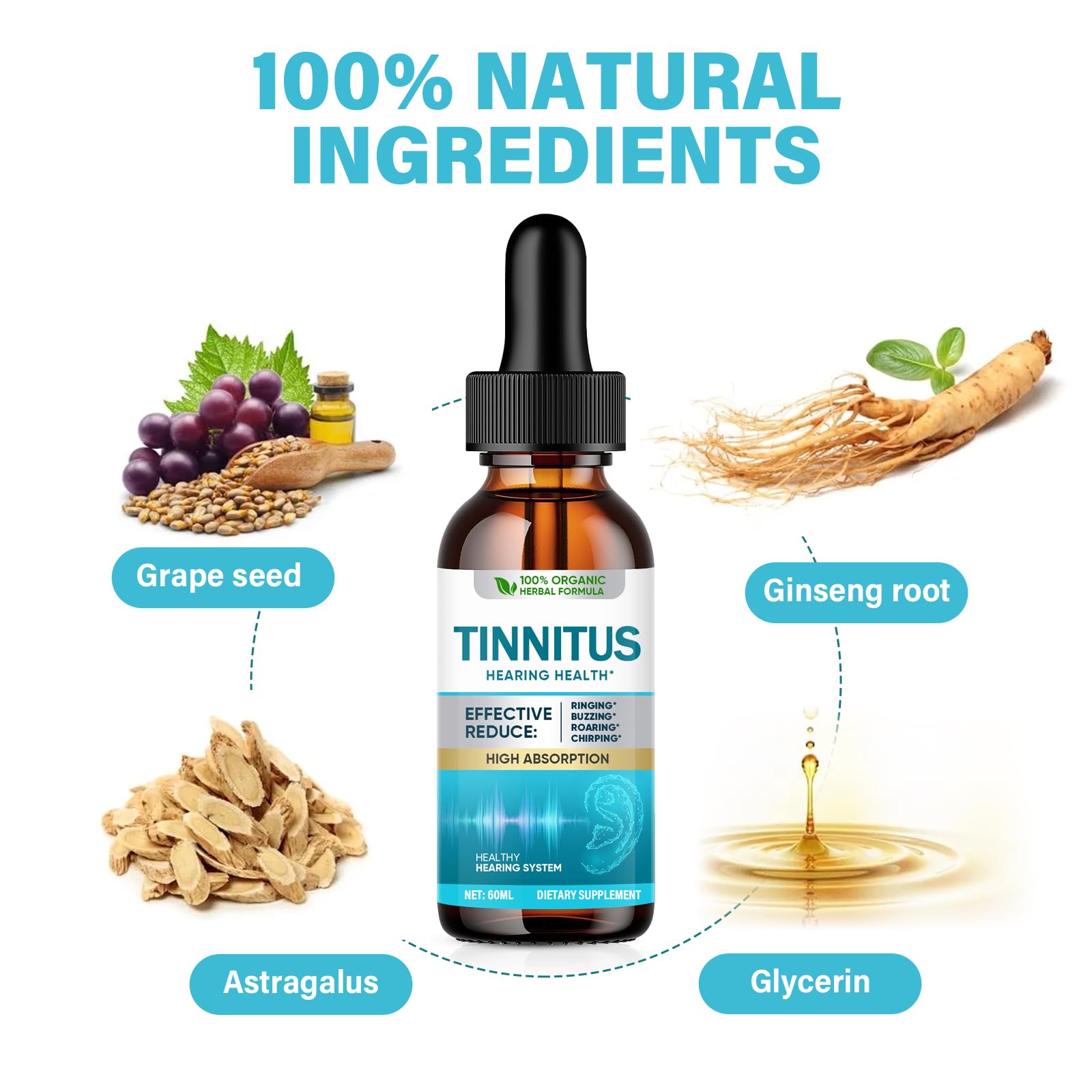 Green Hills Tinnitus Relief for Ringing Ears, Natural Ear Ringing Relief for Clogged Ears,Reduce Ear Noise & Improve Hearing
