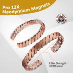 Feraco Copper Bracelets for Men, 12X Strength Pure Copper Magnetic Bracelet for Men with Neodymium Magnets, Adjustable Cuff Bang