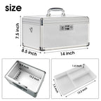 ZORVIDSON Medicine Lock Box, First Aid Kit Medication Storage Box with Lock, Layered Aluminum Frame Daily Medicine Box with Key