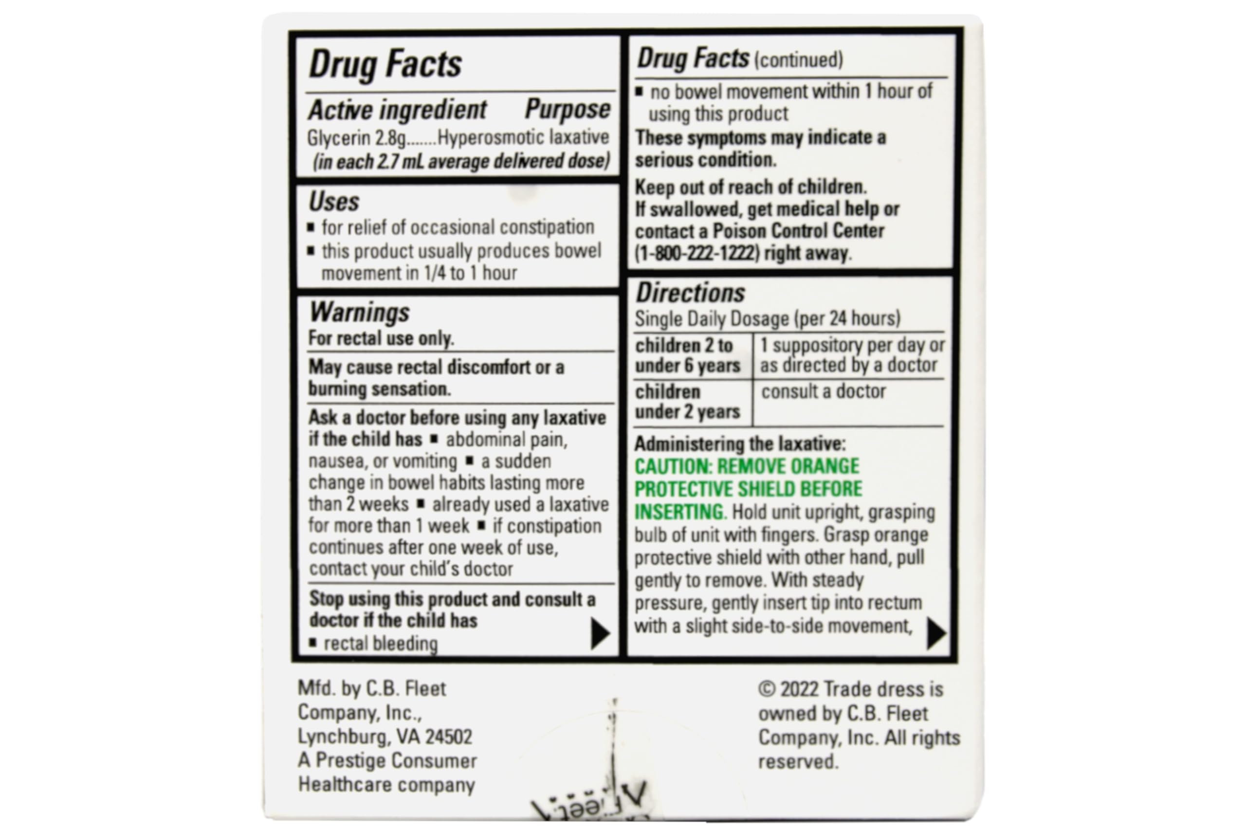 Fleet Fleet Laxative - Pedia-Lax Liquid Glycerin Suppositories, 6 each (Pack of 2)
