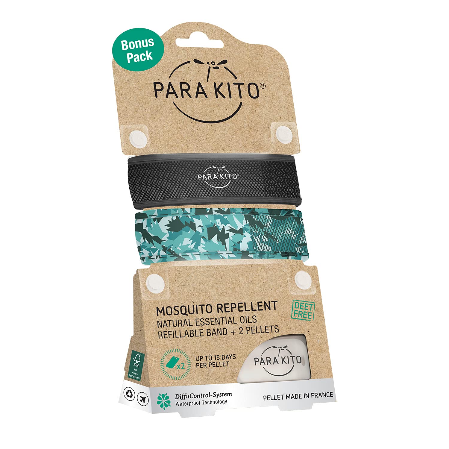 PARAKITO Mosquito Repellent Bracelets + Refill Pellets Bundle | w/Peppermint Oil, Essential Oils | Hiking & Camping Accessories