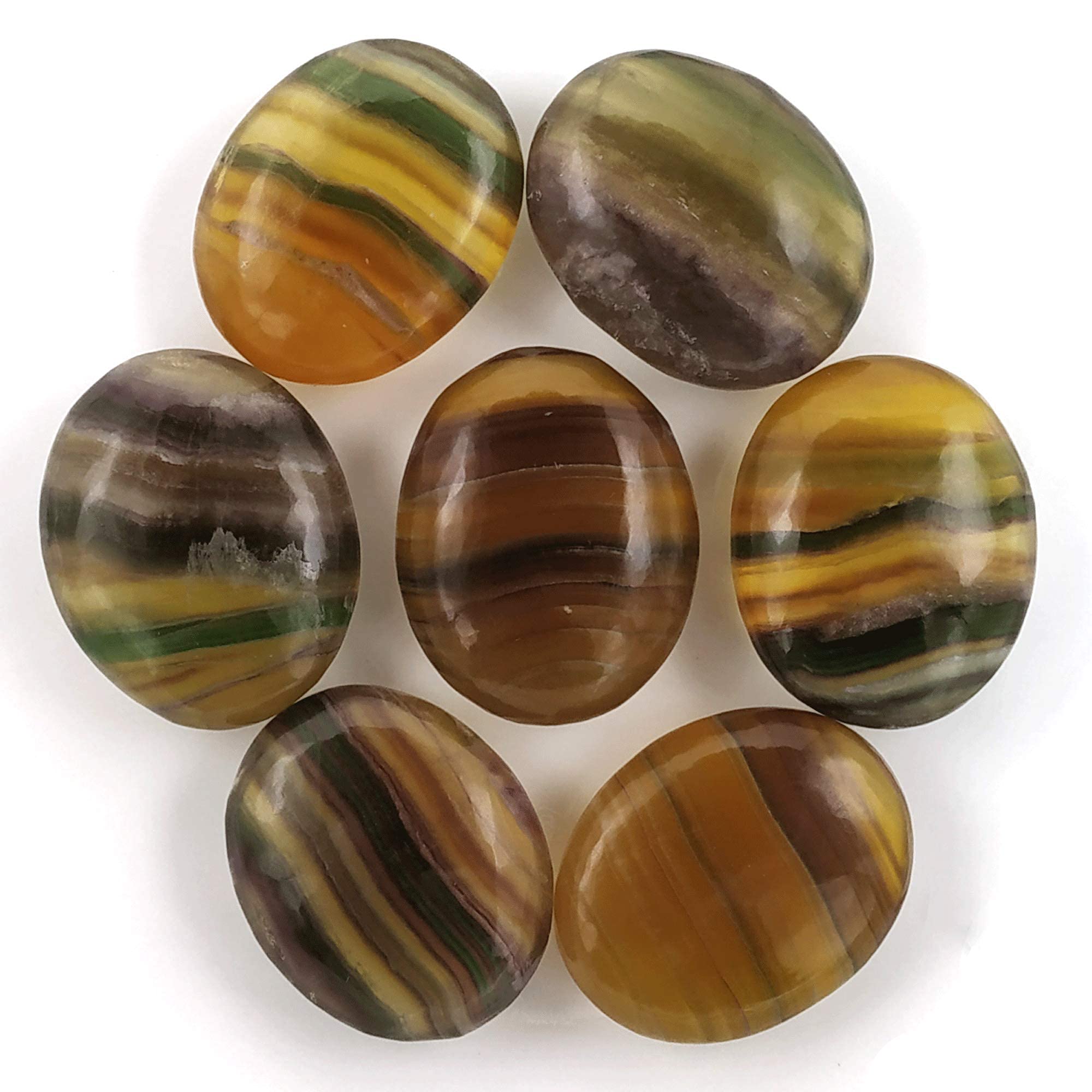 Fluorite Crystals and Healing Stones - Large Palm Stone Crystals Piedra - Crystal for Good Luck, Balanced Positive Energy, Medit
