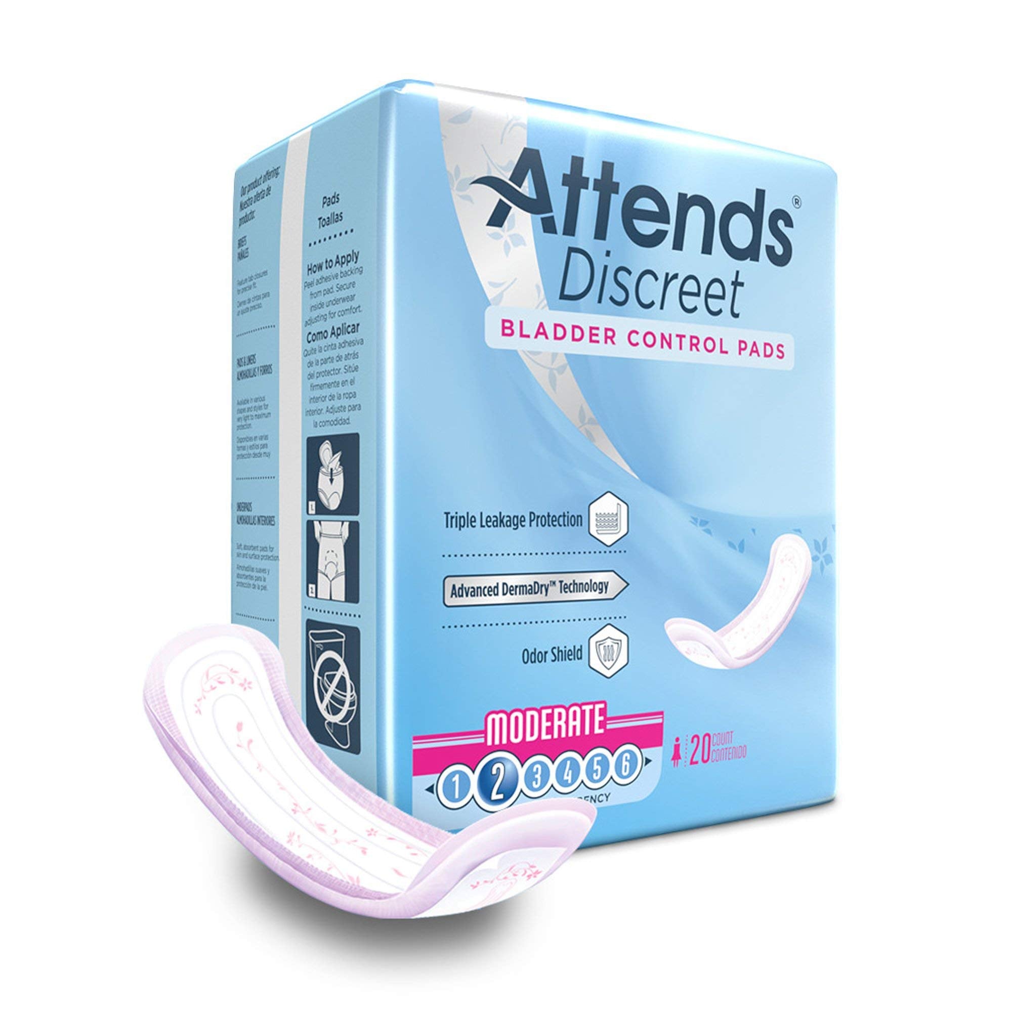 ADPMOD - Attends Discreet Women's Moderate Pads, 20 Count (x10)