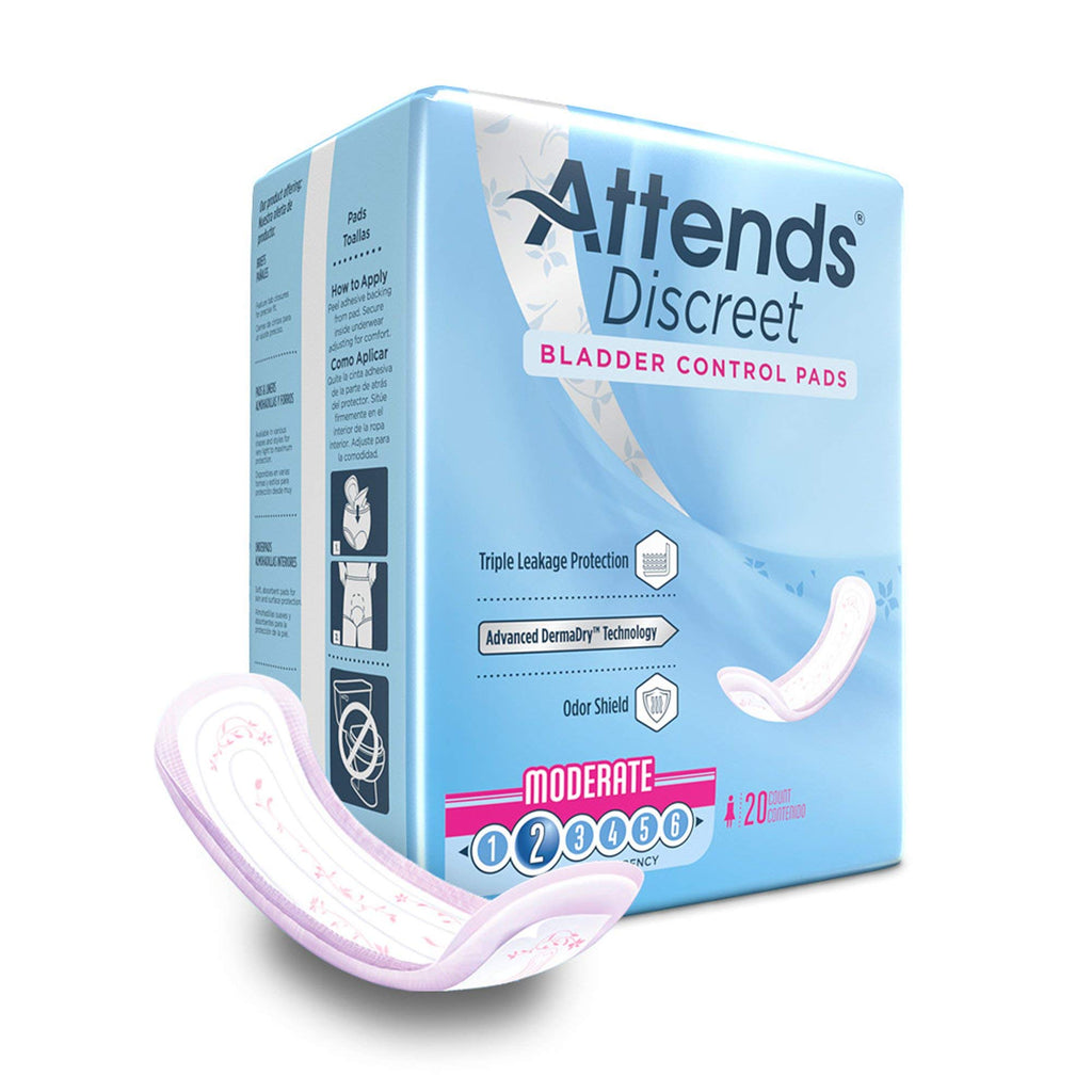 ADPMOD - Attends Discreet Women's Moderate Pads, 20 Count (x10)