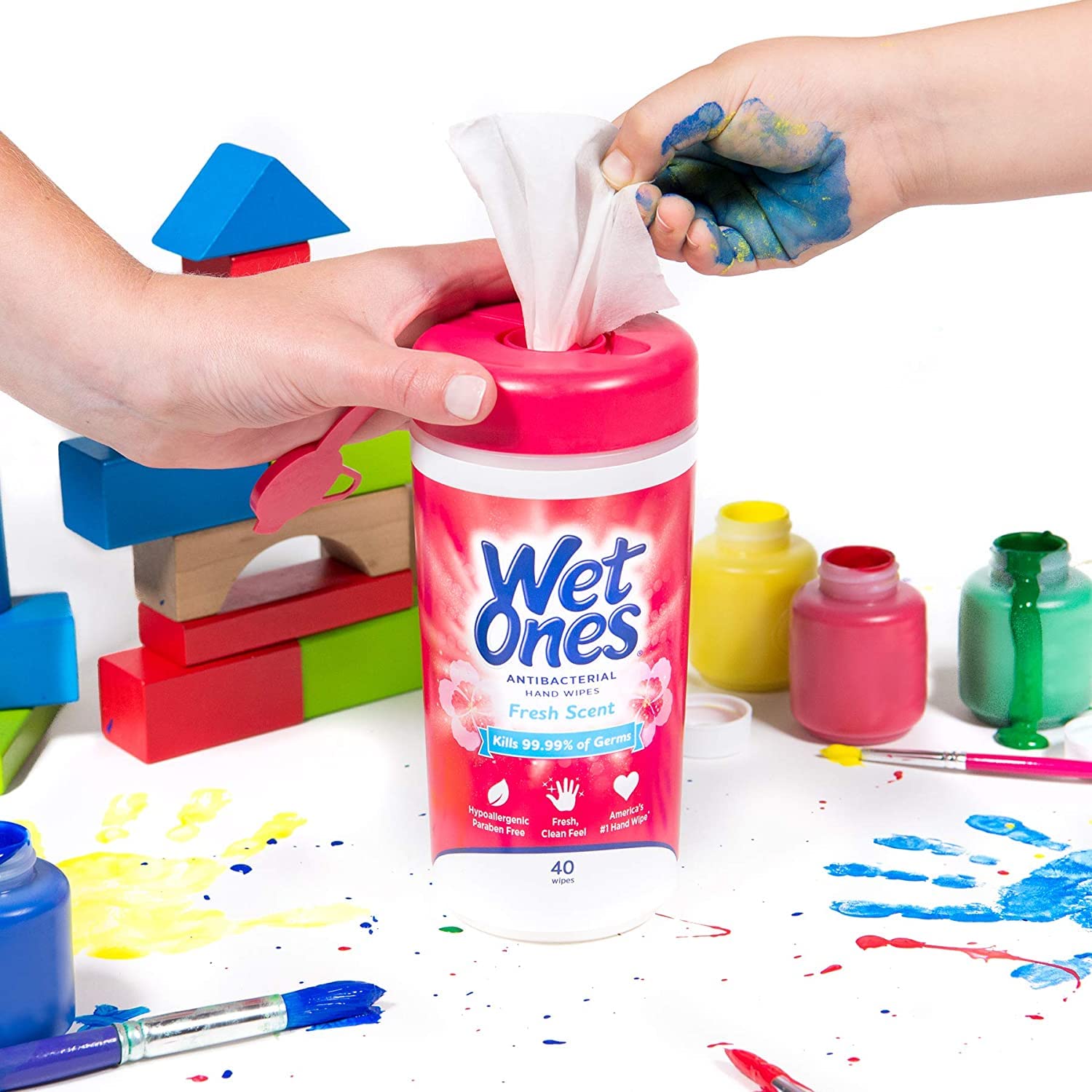 WET ONES Antibacterial Hand Wipes, Fresh Scent 40 ea (Pack of 8)