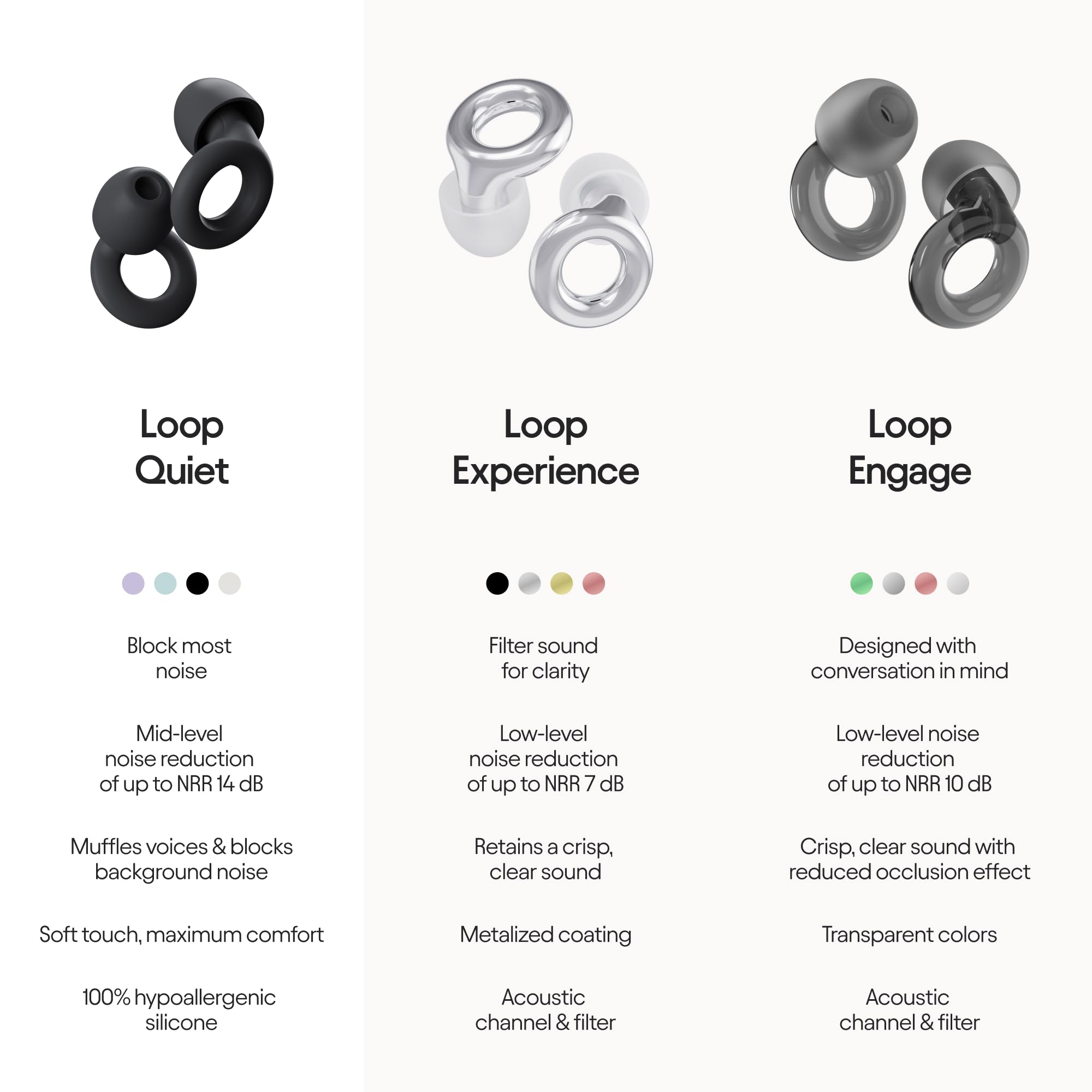 Loop Quiet Ear Plugs for Noise Reduction - Super Soft, Reusable Hearing Protection in Flexible Silicone for Sleep, Noise Sensiti