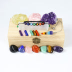 Nvzi Healing Crystals and Stones Kit in Box, Chakra Crystal Set, Amethyst Crystal, Rose Quartz, Citrine, Selenite Wands, Red Jas