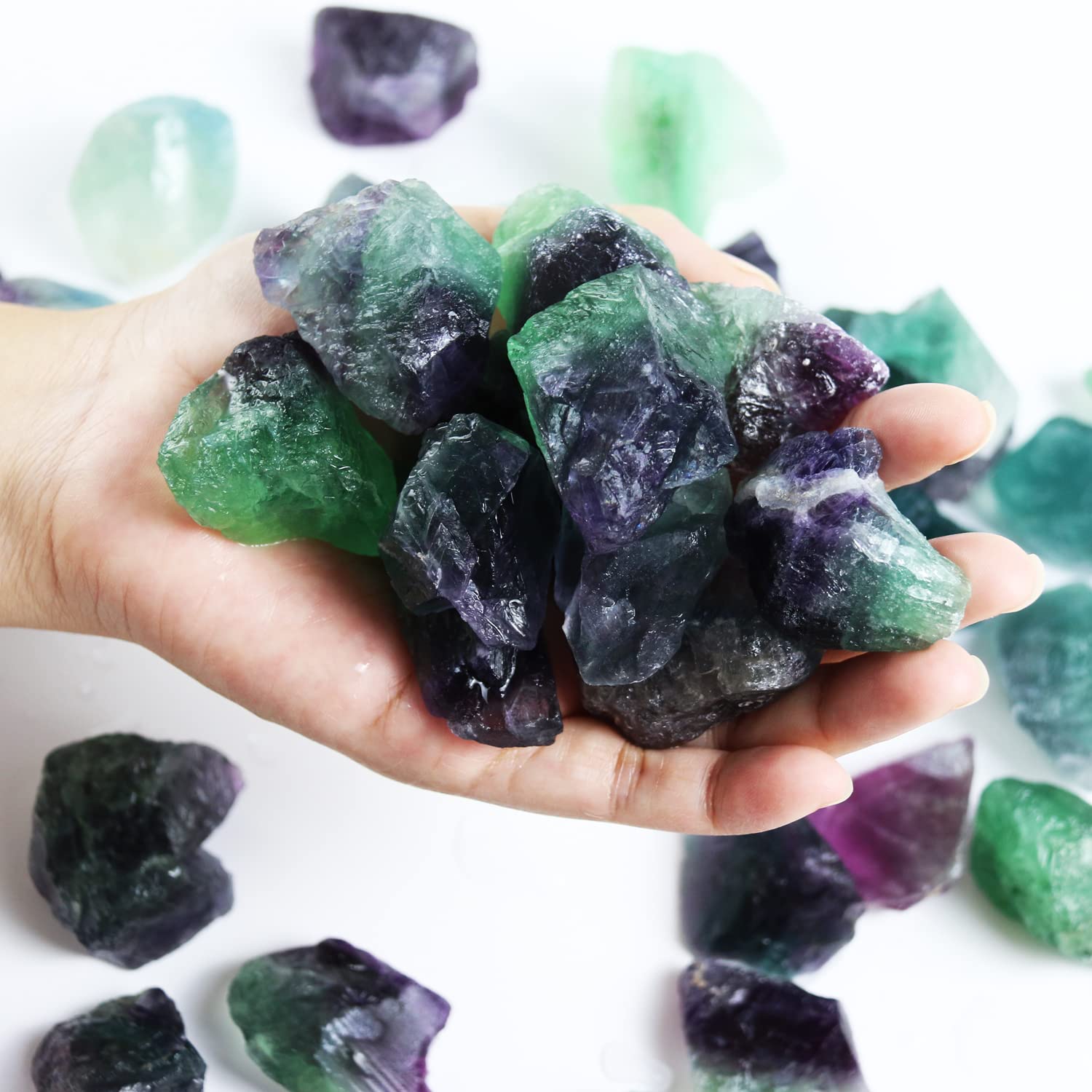 Nvzi Rainbow Flourite Crystals, Crystals and Healing Stones, Rocks for Tumbling, Raw Crystals Bulk, Amathesis Crystal, Calcite C