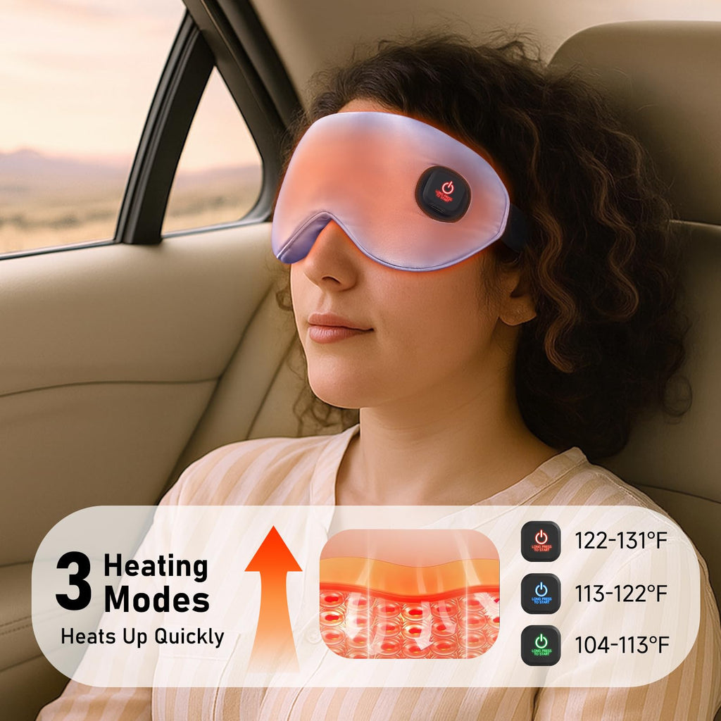 LitBear Heated Eye Mask, Silk Cordless Warm Eye Compress for Dry Eyes, Light Blocking Heat Eye Mask for Women Men, Soft Eye Heat