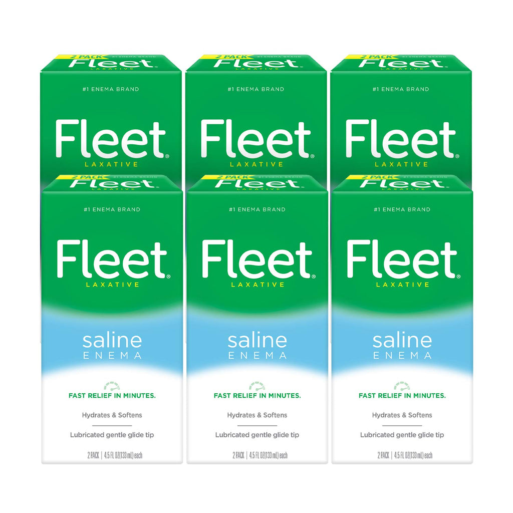 Fleet Laxative Saline Enema for Adult Constipation, 4.5 Fl Oz, 2 Bottles, Pack of 6