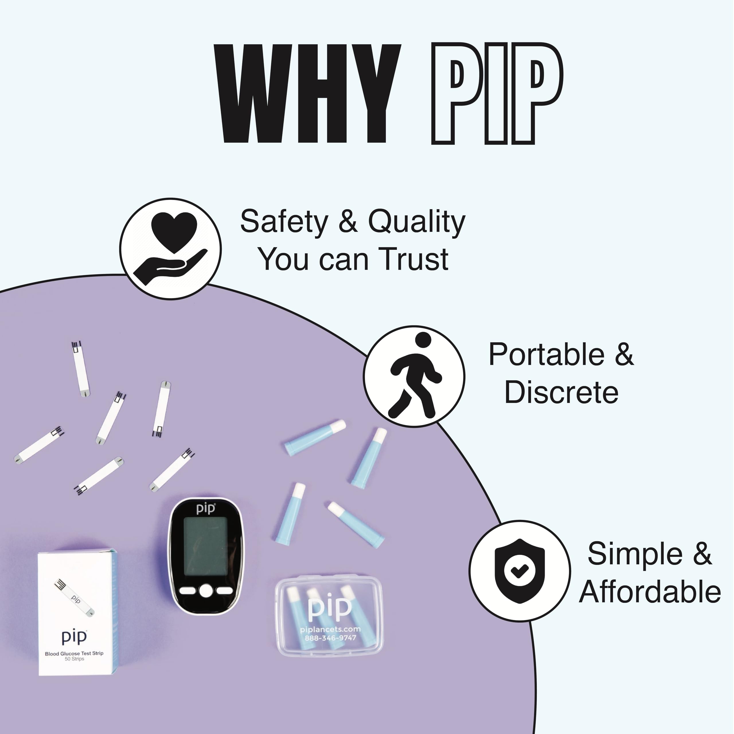 Pip 30 Lancets | All-in-One 30G-1.0mm Safety Lancets | Ultra-Sensitive Fingerstick for Blood Sugar & Ketone Monitors
