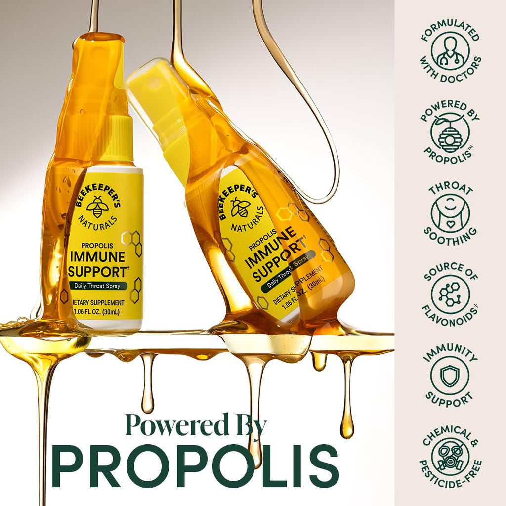 Beekeepers Naturals Propolis Throat Spray, Natural Immune Support & Sore Throat Relief - Antioxidants, Keto, Paleo, Gluten-Free