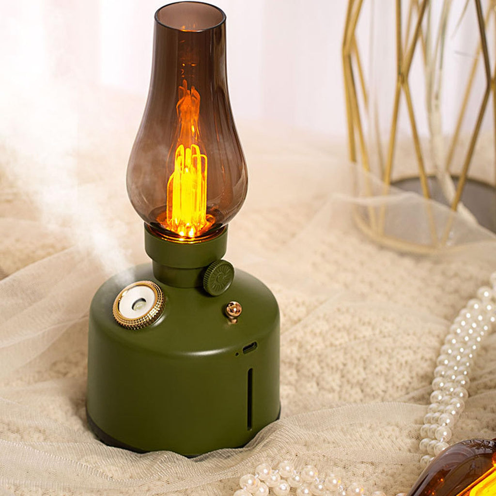 Humidifier Vintage Lantern with Lamp, Kerosene Lamp Shaped Quiet Home Humidifier, Aromatherapy Diffuser, 2 Mist Settings, Steple