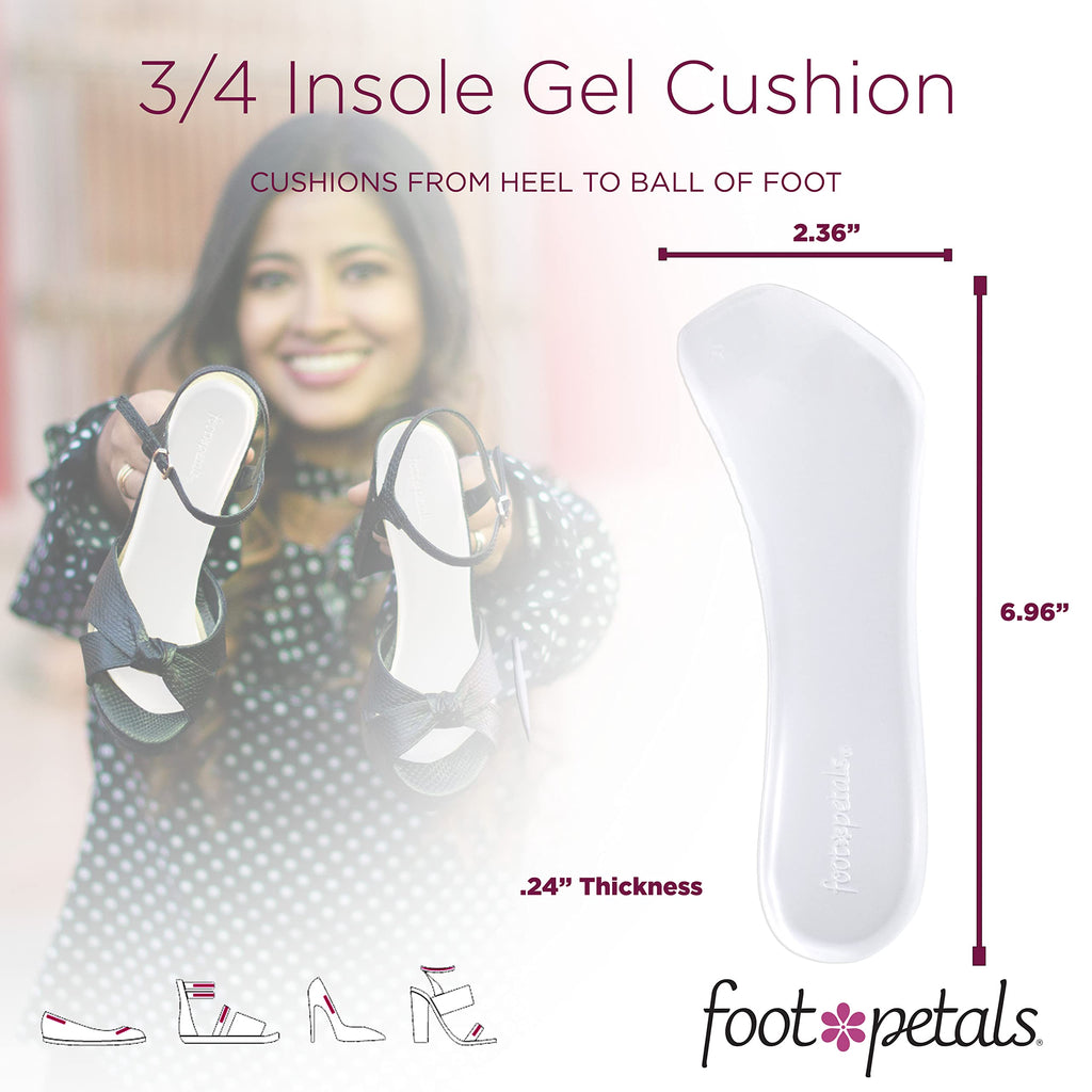 Foot Petals 3/4 Insole Cushions, Prevent Feet From Sliding Forward, Callus Prevention, Womens Heels, Wedges, Sandals, 1 pair, G
