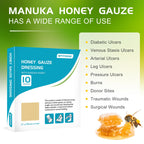 OPTITEKNIK Manuka Honey Gauze Dressing 2x2 Pack of 10, Manuka Honey Wound Care Bandage for Cuts, Scalds and Burns, Wound Dressin