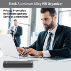 Metal Weekly Pill Organizer, Serfeymi Aluminum Daily Pill Box(Spare Gasket Provided),7 Day Pill Case Travel Medicine Organizer,P