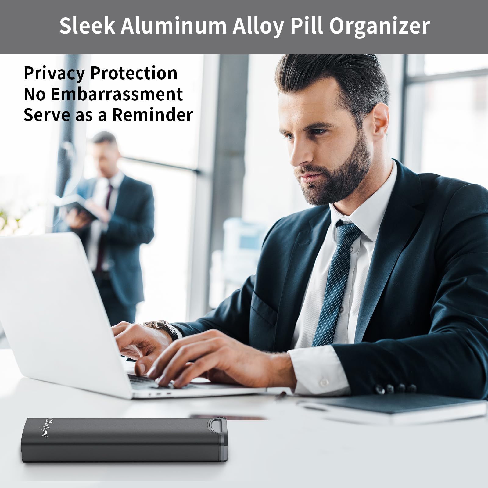 Metal Weekly Pill Organizer, Serfeymi Aluminum Daily Pill Box(Spare Gasket Provided),7 Day Pill Case Travel Medicine Organizer,P