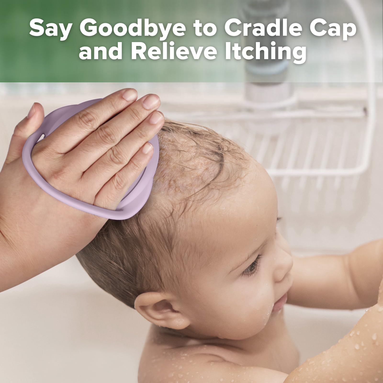 haakaa Silicone Shampoo Brush - Cradle Cap Brush Comb - Baby Hair Scrubber - Scalp Massager for Newborns & Toddlers - 1pk-Lavend