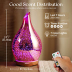 Porseme 280ML Essential Oil Diffuser, Aroma Ultrasonic Humidifier with Remote Control, BPA Free, Auto Shut-Off, Timer Setting