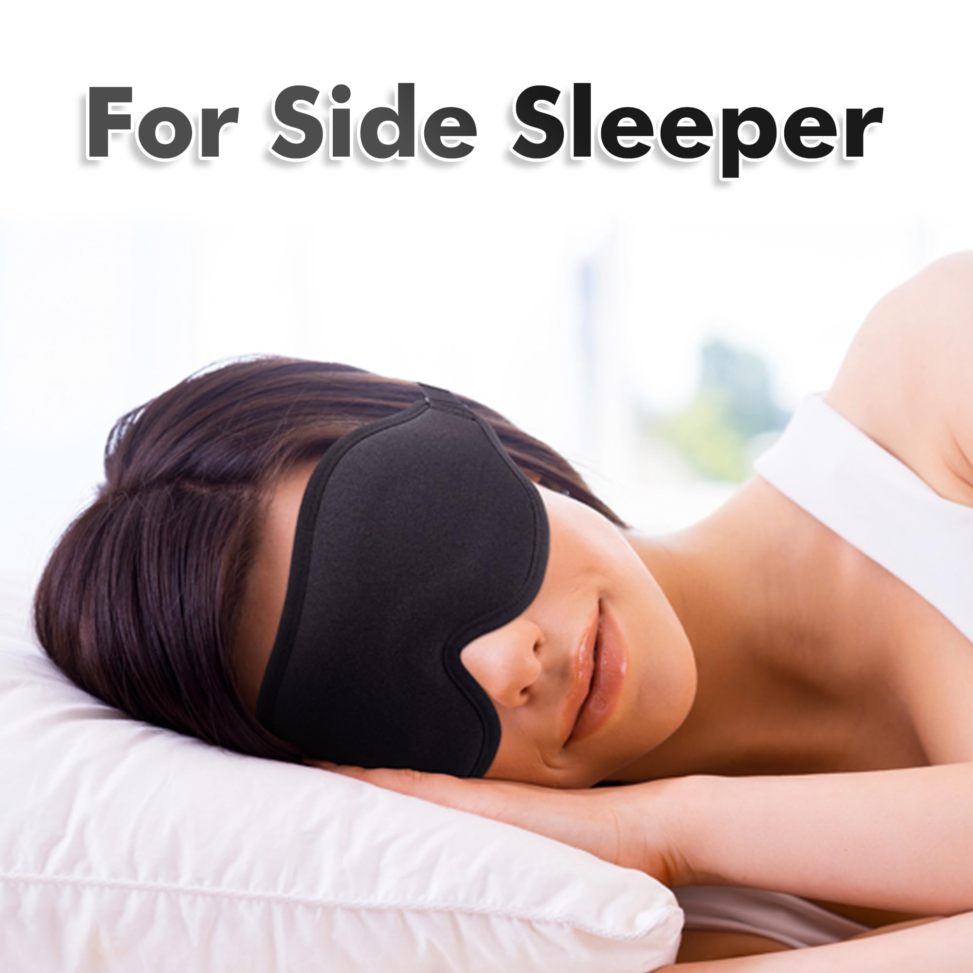 Sleep Mask for Side Sleeper, Upgraded 3D Contoured Cup Eye mask Blindfold for Man Women, Block Out Light, Eye mask with Adjustab