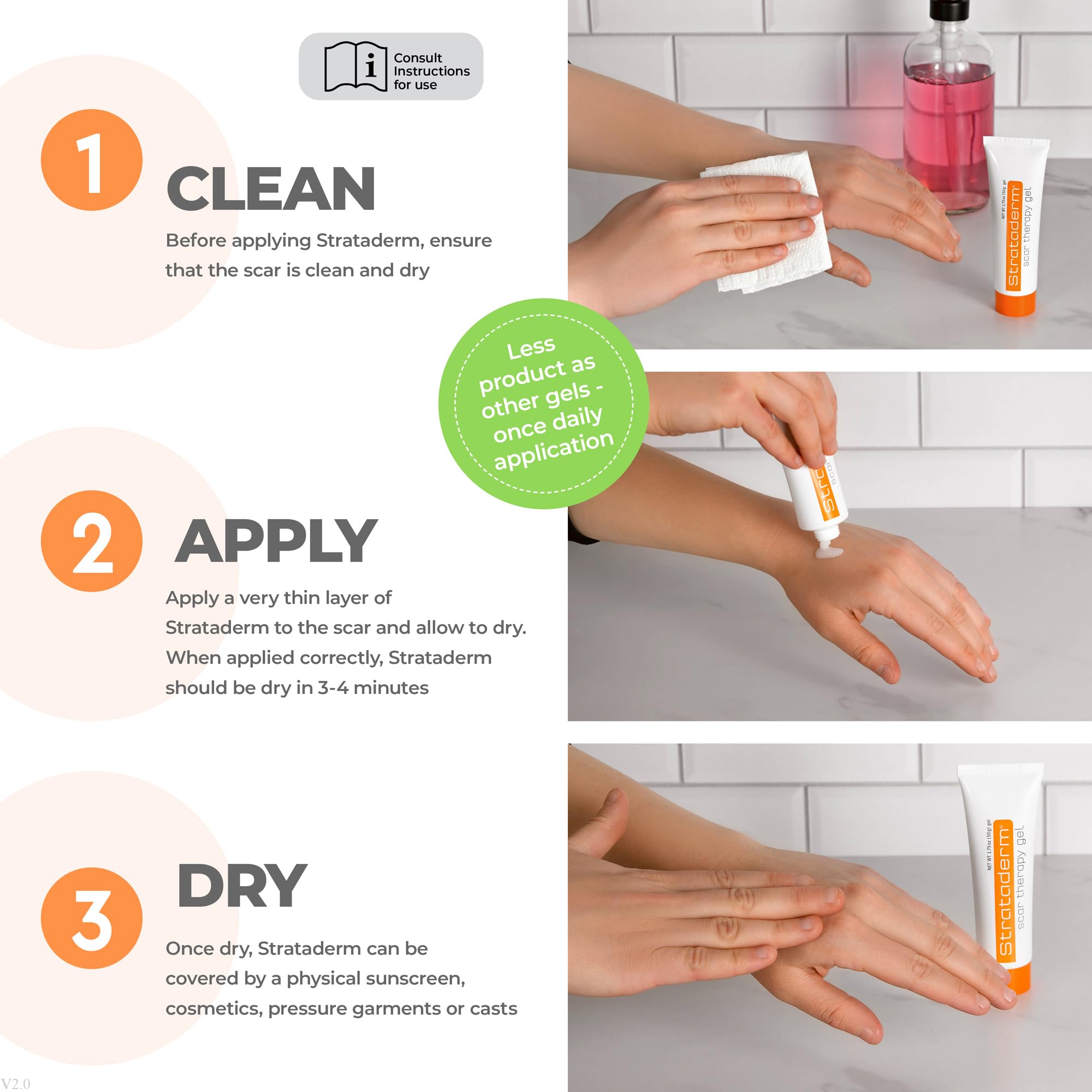 Strataderm Professional Scar Therapy Gel | Old and New Scars from General Surgery, Trauma, Wounds, Burns, Bites, Acne & Skin Dis