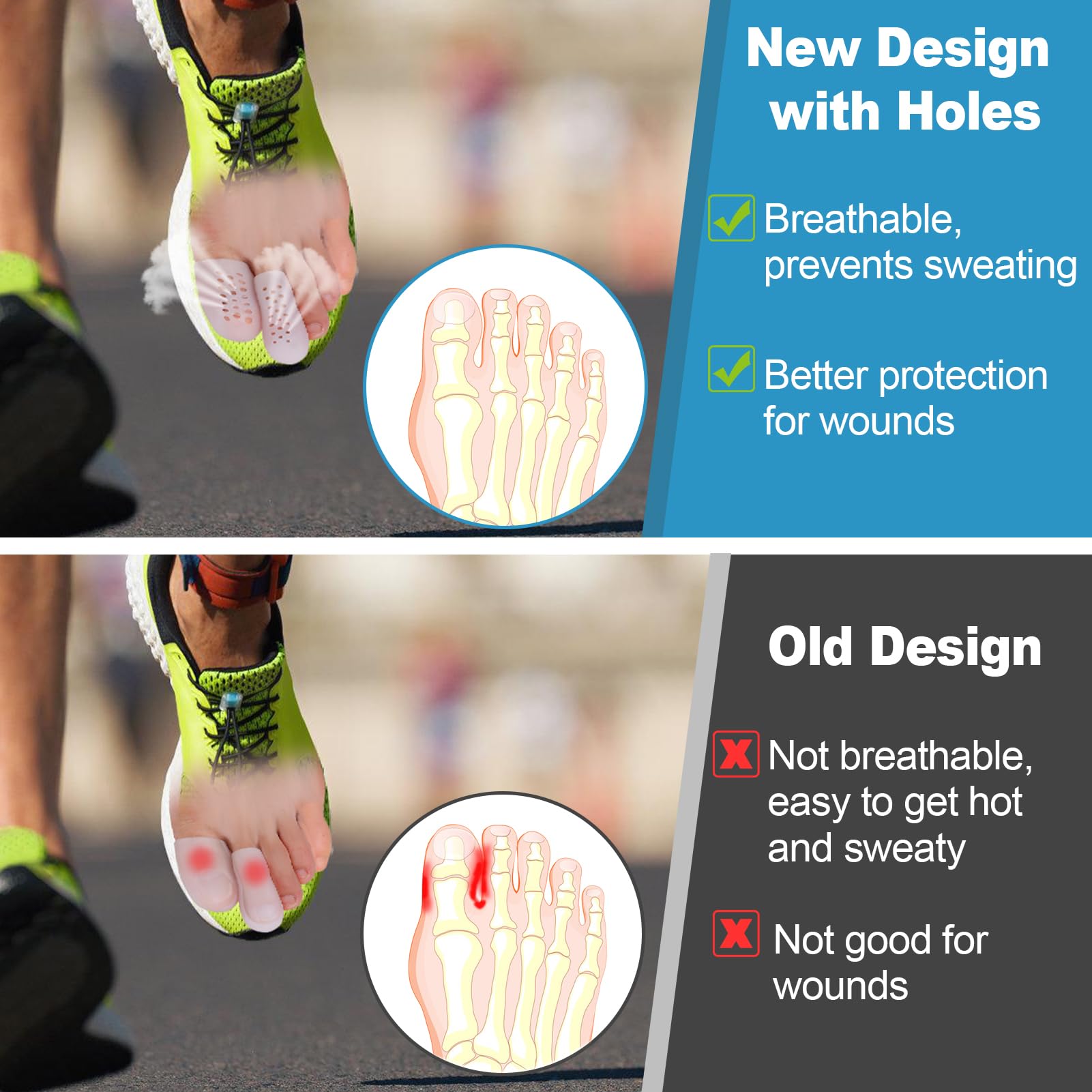 20Pcs Gel Toe Protectors - Silicone Breathable Toe Caps, Toe Cushion Guard Cover for Women Men, Relieve Ingrown Toenails, Hammer