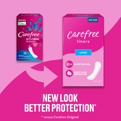 Carefree Panty Liners for Women, Long, Unwrapped, Unscented, 92ct | Pantiliners, Carefree Liners, Daily Liners for Women, Light 