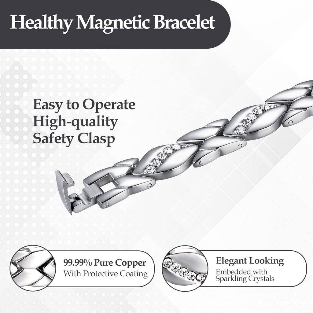 Jecanori Pure Copper Bracelets for Women,Ultra Magnetic Bracelets for Women with 3500 Gauss Magnets,Crystal Mother's Day Jewelry