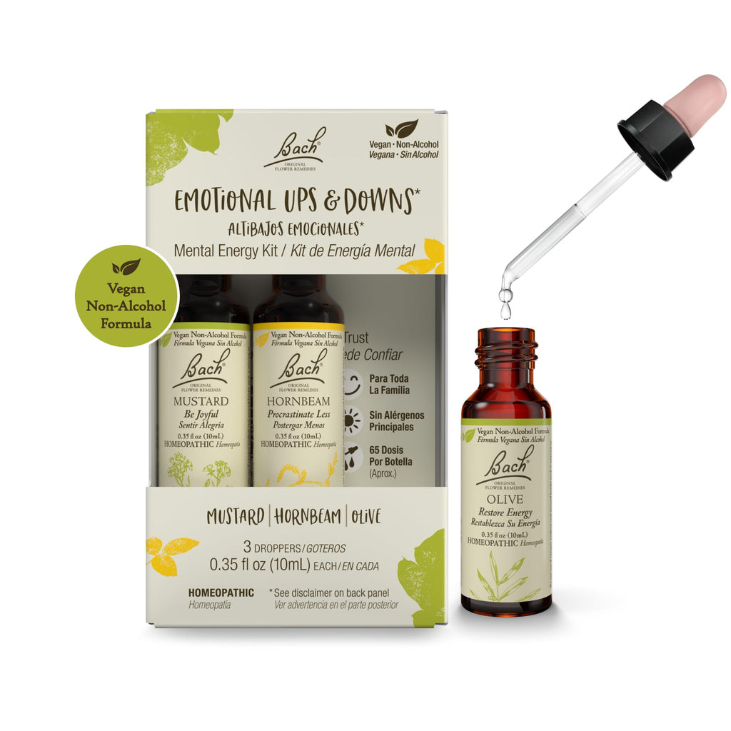Bach Original Flower Remedies, Emotional Ups & Downs Trio Kit, for Mental Energy (Non-Alcohol Formula), Natural Homeopathic Flow