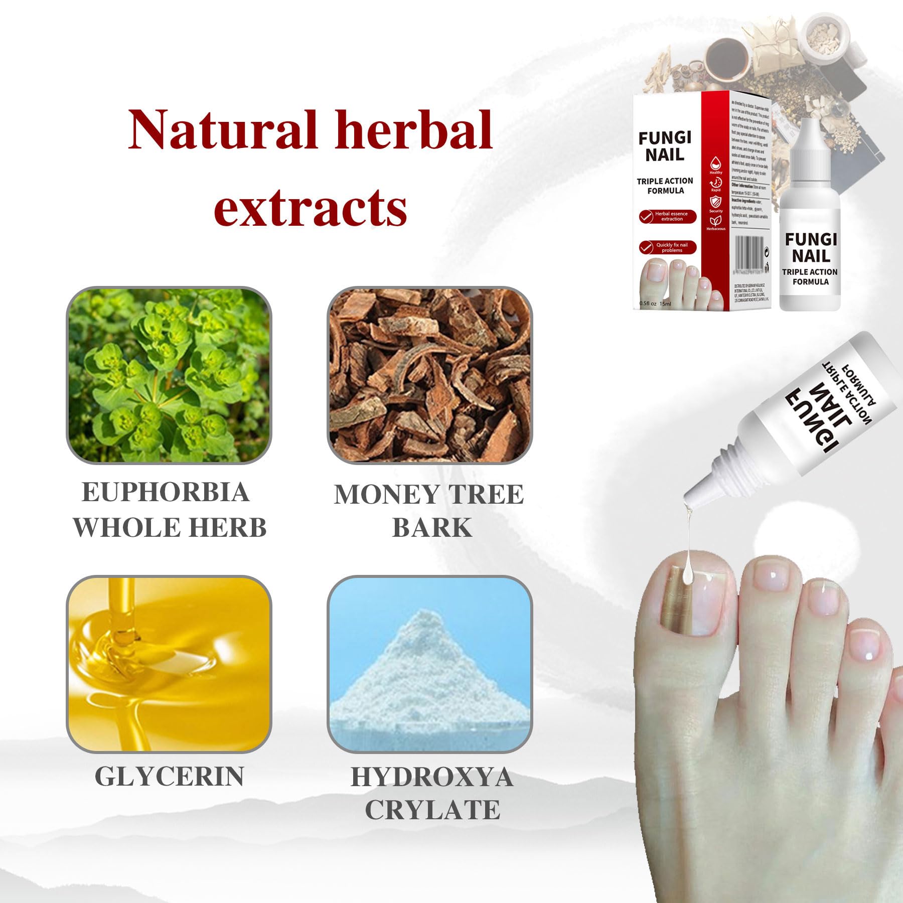 Toenail Fungus Treatment, Herbal Extracts, Nighttime Long-Lasting Nail Treatment, Suitable for Discoloration, Shaped Nails, Thic