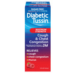 Diabetic Tussin DM Maximum Strength Cough and Chest Congestion Relief Liquid Cough Syrup, Safe for Diabetics, Berry Flavored, 4 