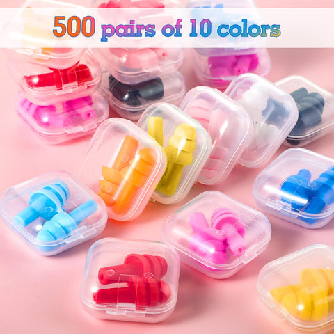 200 Pairs Ear Plugs Bulk for Sleeping Noise Cancelling, Swimming, Shooting, Concerts, Snoring 10 Assorted Colors with Carry Case