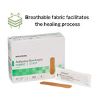 McKesson Adhesive Bandages, Sterile, Fabric Strip, 3/4 in x 3 in, 100 Count, 24 Packs, 2400 Total
