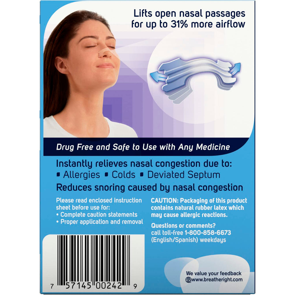 Breathe Right Nasal Strips Clear For Sensitive Skin Large 30 Each