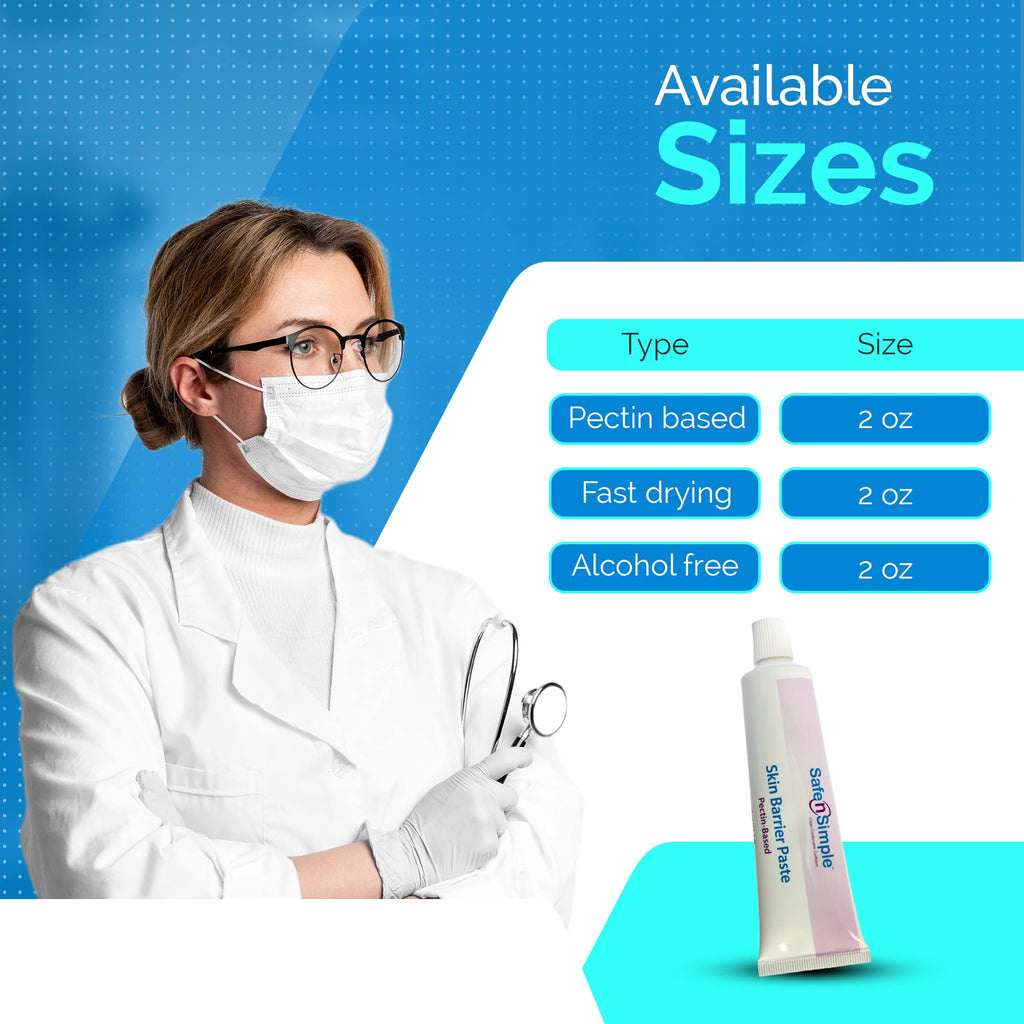 Safe n Simple Stoma Skin Barrier Paste - 2 oz - Protective Ostomy Supplies - Stoma Adhesive Skin Protectant Paste - Ostomy Skin