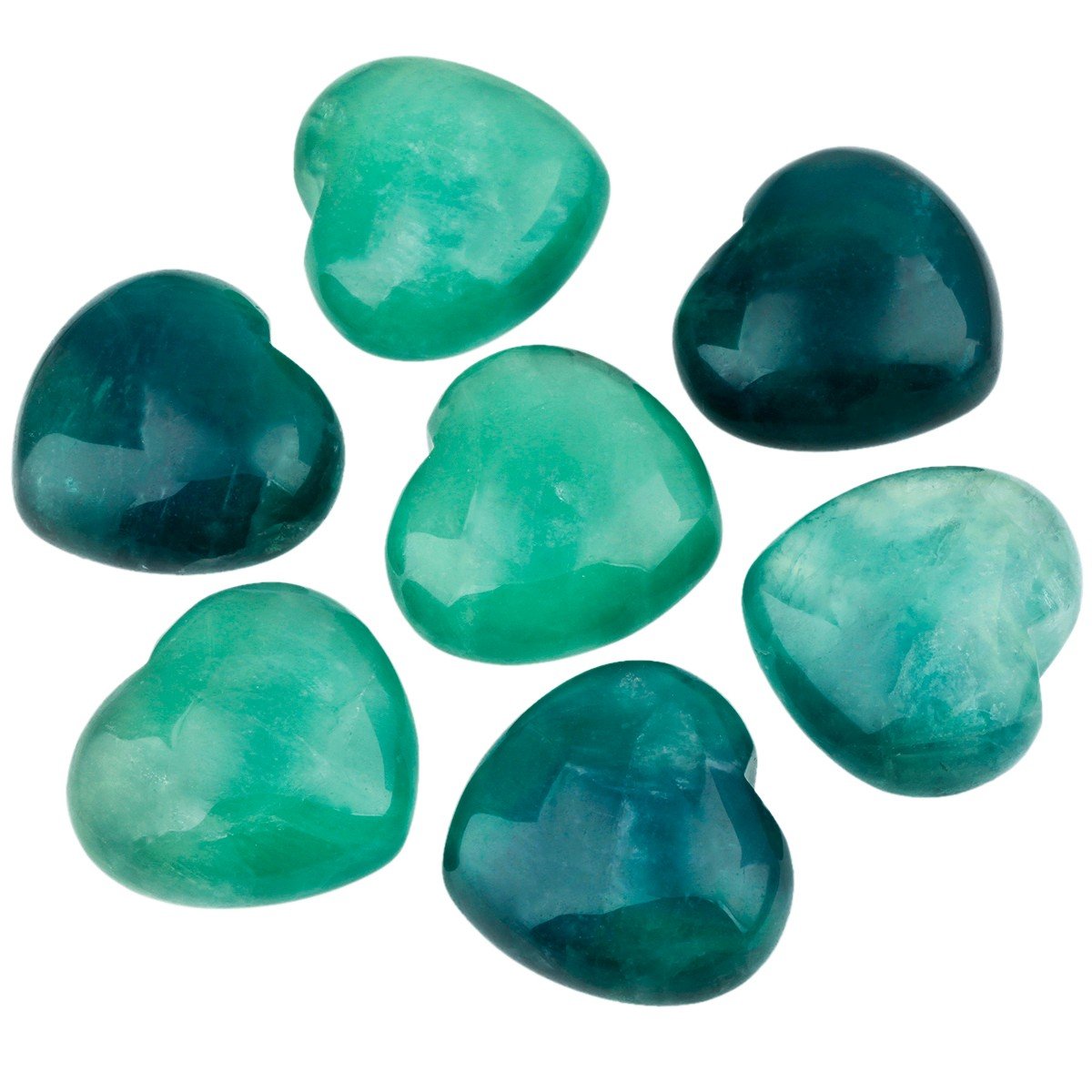 mookaitedecor Healing Crystals Green Fluorite Heart Love Worry Palm Stone Reiki Balancing 1.6 Inch