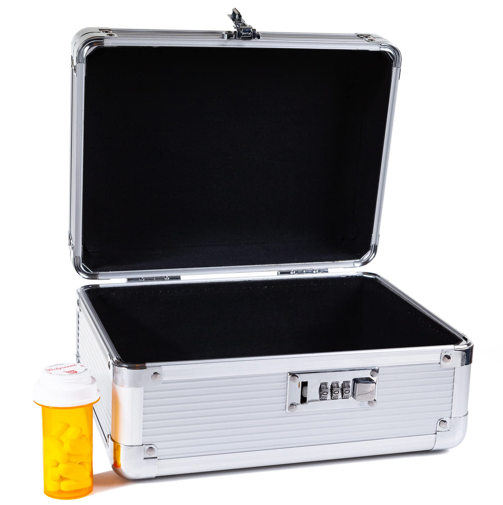 MEDICINE RX SAFE Medication Carrying Case - Large_Silver