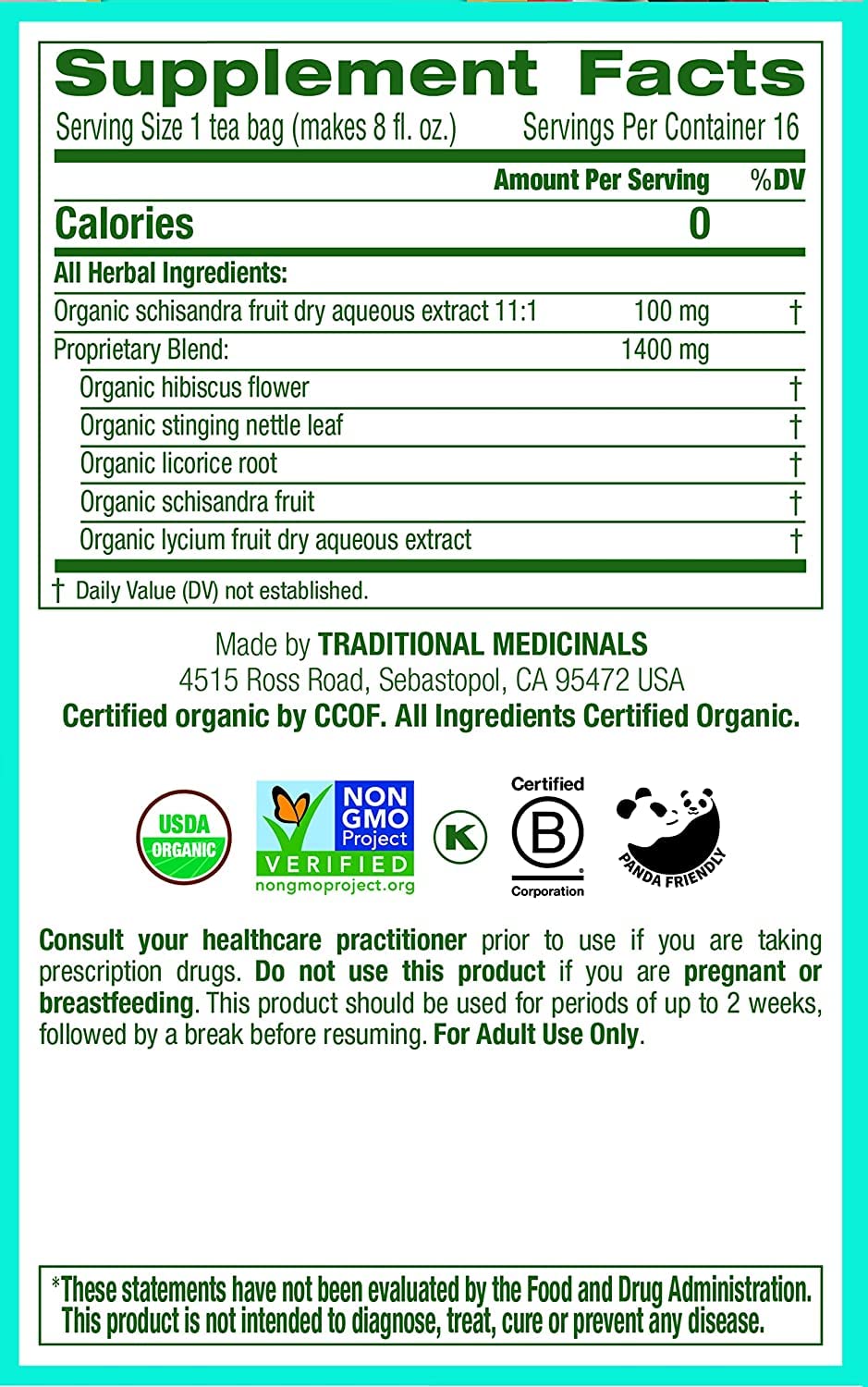 Traditional Medicinals Organic EveryDay Detox Schisandra Berry Herbal Tea, Supports Healthy Liver Function (16 Count (Pack of 2)