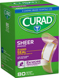 Curad Regular Size Adhesive Bandages, Sheer, 80-Count Boxes (Pack of 6)