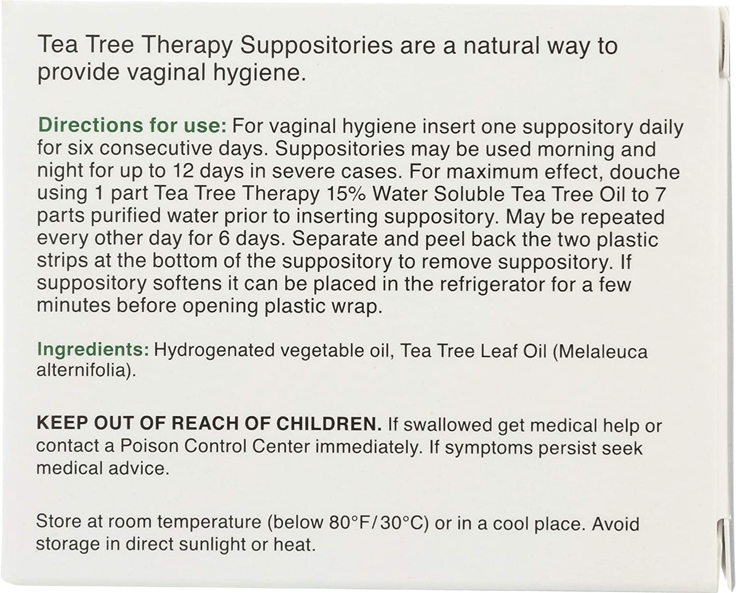 Tea Tree Suppository - 6 suppositories