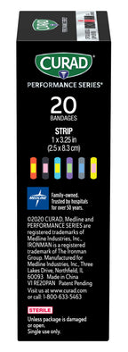 CURAD Performance Series IRONMAN Antibacterial Bandages, Extreme Hold Adhesive Technology, Standard Size Flexible Fabric Bandage