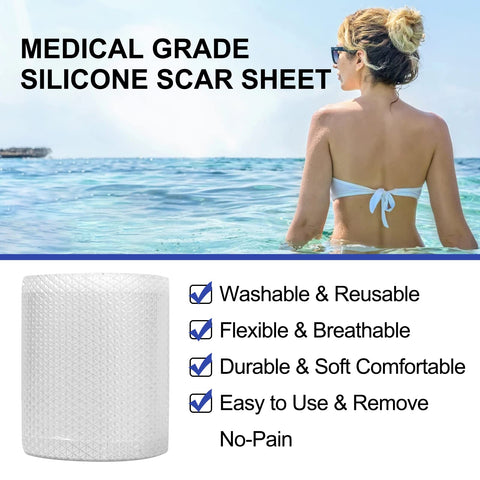 Silicone Scar Sheets (1.6    x 120   ), Clear Gel Silicone Scar Tape, Invisible Medical Grade Scar Silicone Strips, Transparent 
