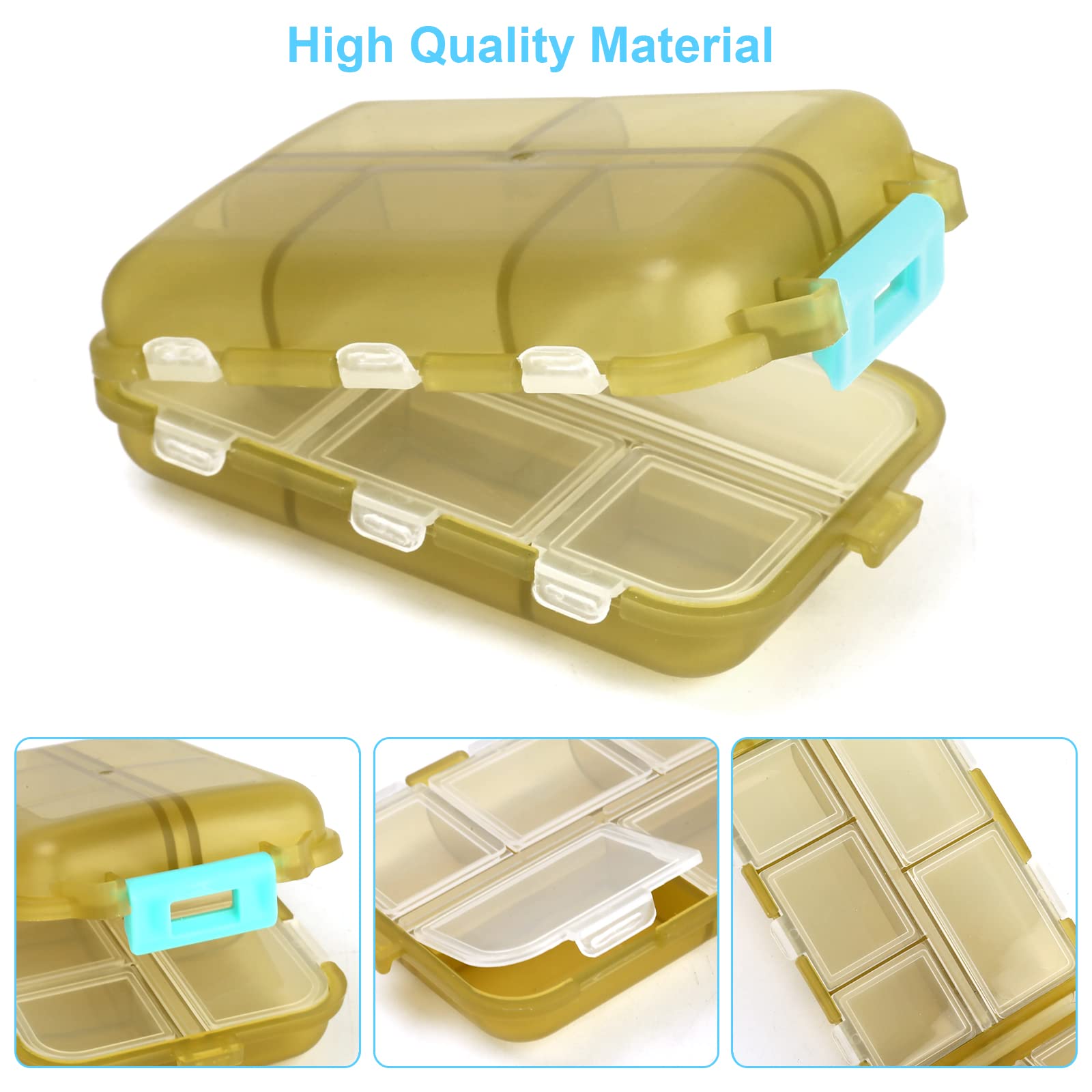 2PCS Cute Pill Organizer, Travel Pill Box, Small Pill Case Container, Medicine Organizer for Purse, with 10 Compartments for Dif