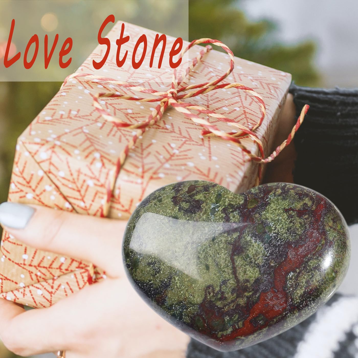 MAIBAOTA 45 mm Bloodstone Crystals Stones Heart Love Crystal Valentines Gifts for Herfriend Wife Palm Stone Reiki Crystal Gemsto